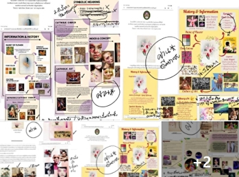 Student's research to design a
body-painting pattern from the
watercolor painting of Governor Suan
Sunandha.